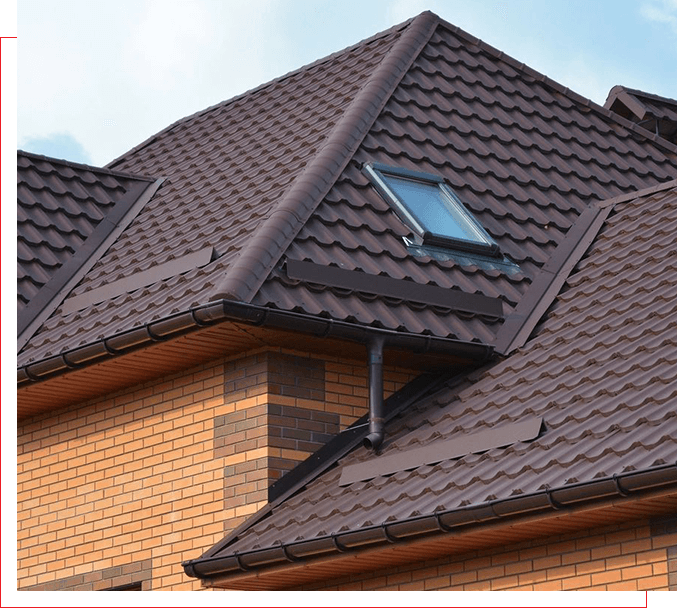 A close up of the roof of a house