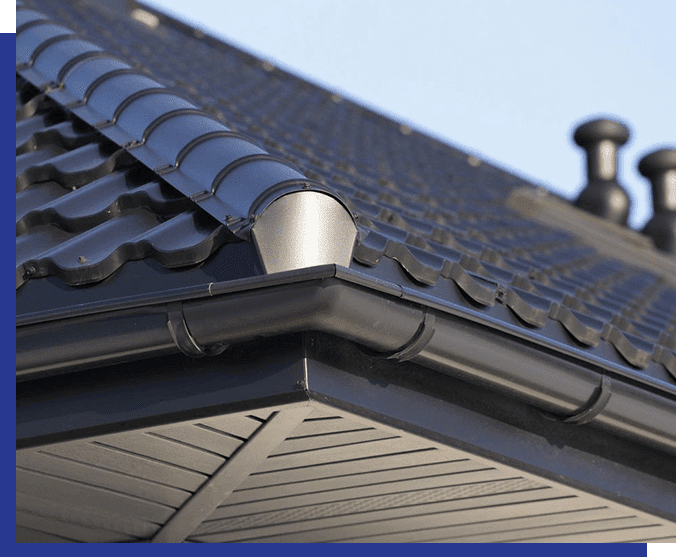 A close up of the gutter on a house